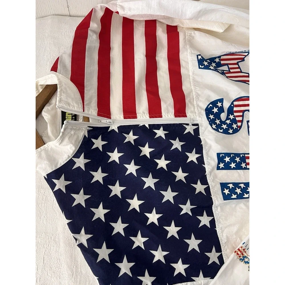 Vintage 90's USA Pullover Mens XL Flag Vinini's Sport Windbreaker Surf STYLE